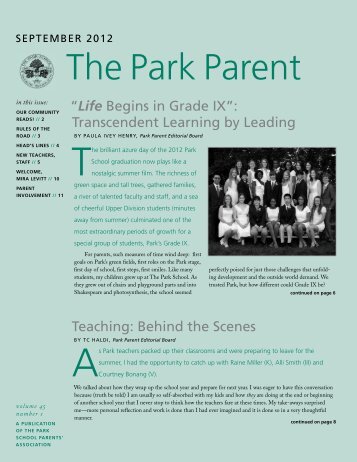 The Park Parent September 2012 - The Park School