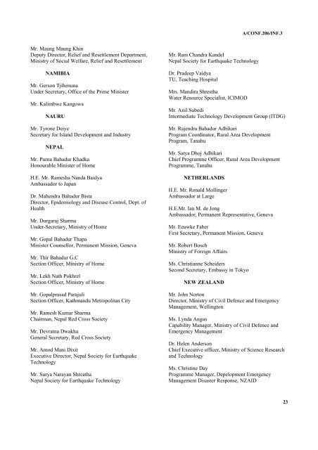 List of participants - unisdr