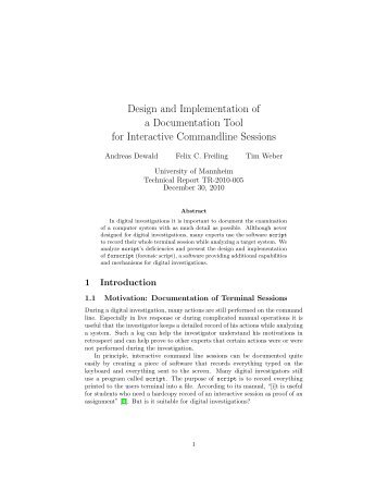 Design and Implementation of a Documentation Tool for ... - MADOC