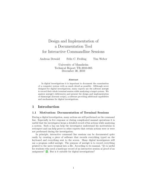 Design and Implementation of a Documentation Tool for ... - MADOC