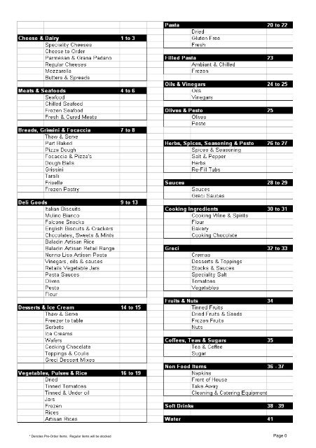 Product List 2012 - G&O Foods Limited