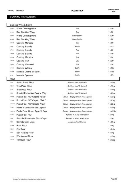 Product List 2012 - G&O Foods Limited