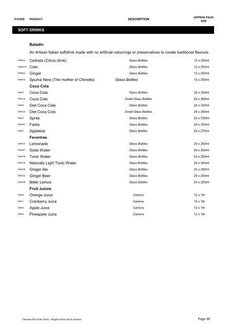 Product List 2012 - G&O Foods Limited