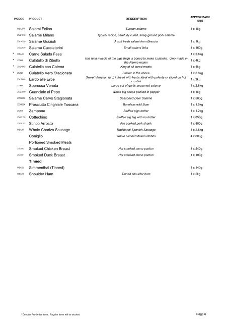 Product List 2012 - G&O Foods Limited