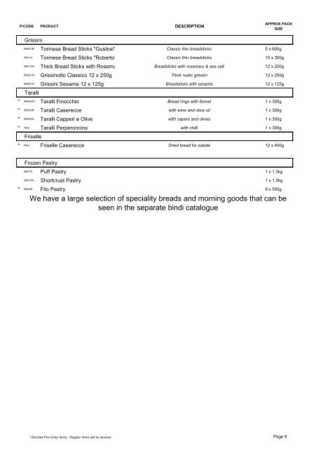 Product List 2012 - G&O Foods Limited