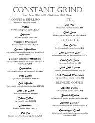 Constant Grind Menu - Seminole Hard Rock Hotel & Casino