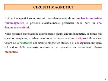 2 - Circuiti magnetici con e senza traferro.