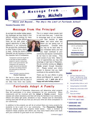 Message from the Principal - Fairlands PTA