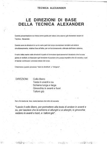le direzioni 01 base della tecnica alexander - Conservatorio di Firenze