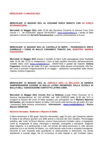 MERCOLEDI' 11 MAGGIO 2011 - Eventi e Sagre