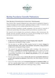 Scientific Programme Publications - Beckley Foundation
