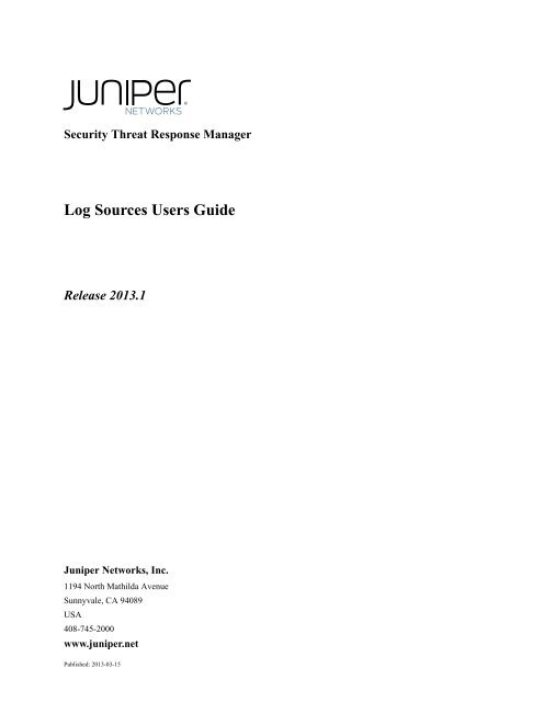 STRM Log Sources User Guide - Juniper Networks