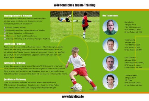 Wöchentliches Zusatz-Training www.kickfixx.de Auf einen Blick ...
