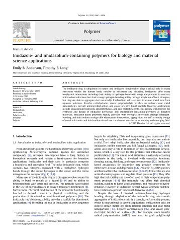 Imidazole- and imidazolium-containing polymers for biology and ...