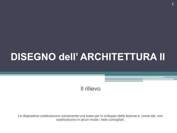 DISEGNO dell' ARCHITETTURA II - Didattica ing. g. mongiello