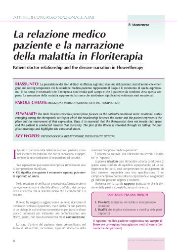 La relazione medico paziente e la narrazione della malattia in ...