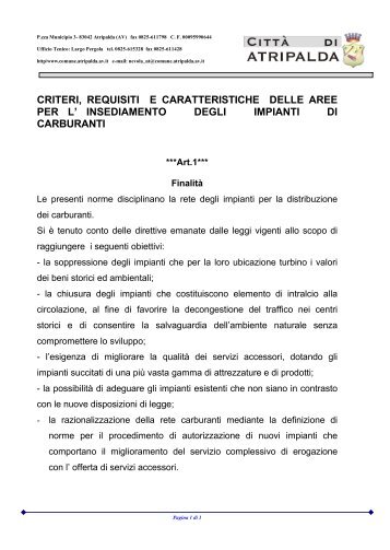 criteri, requisiti e caratteristiche delle aree per l - Comune di Atripalda