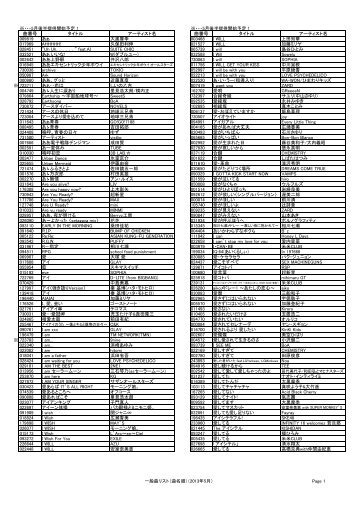 曲名順 全曲リストはこちら（約2.1MB） - ひかりTV