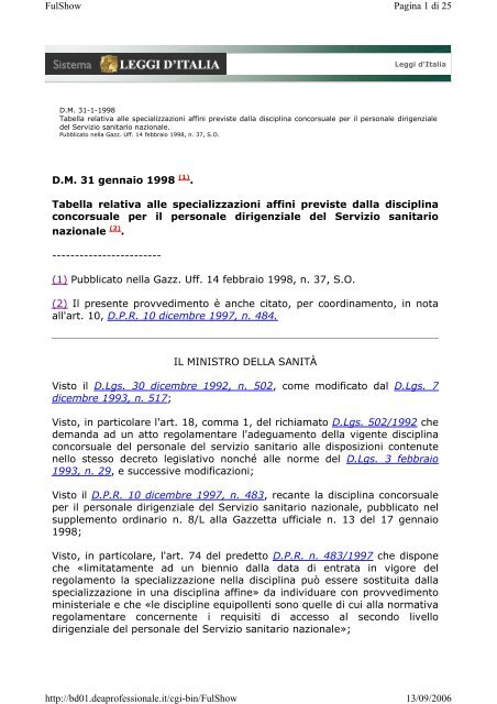 TABELLA RELATIVA ALLE DISCIPLINE AFFINI PREVISTE DALLA ...