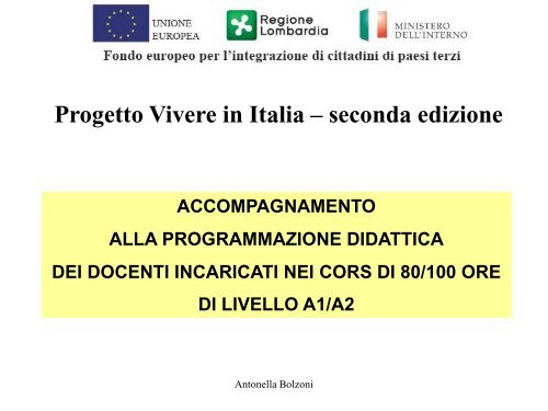 Scarica il documento (PDF, 433KB) - Vivere in Italia