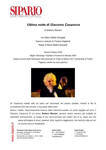 scaricare BROCHURE ULTIMA NOTTE DI CASANOVA - Sipario