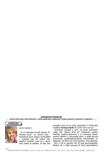 (Appendice/Függelék, 187. old (pdf. 16, old.) - Osservatorio Letterario