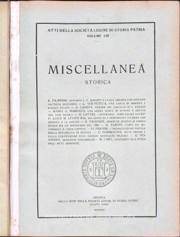 MISCELLANEA - Società Ligure di Storia Patria
