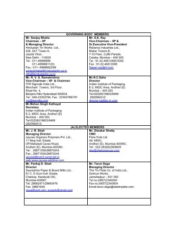 governing body members - Indian Institute of Packaging