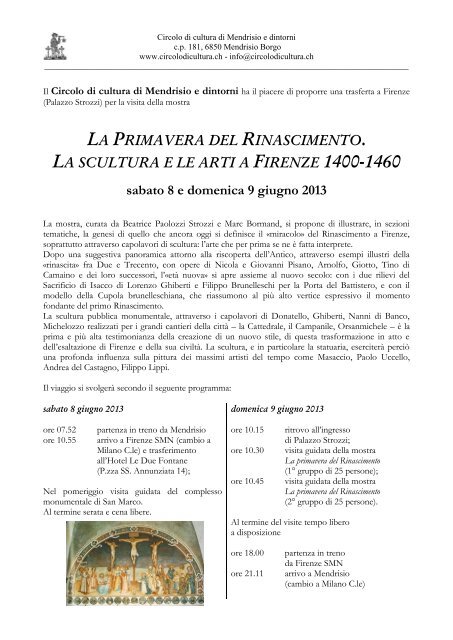 programma e iscrizione - Circolo di cultura Mendrisio e dintorni