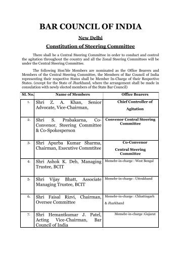 Steering Committee - The Bar Council of India