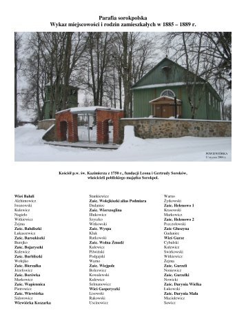 Parafia sorokpolska w latach 1885-1889 - Genealogia