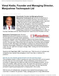 Interview of Vimal Kedia, Founder and Managing ... - MANJUSHREE