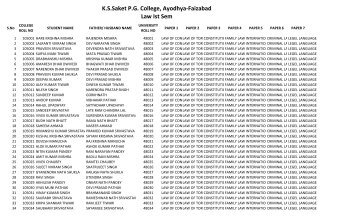 K.S.Saket P.G. College, Ayodhya-Faizabad Law Ist Sem