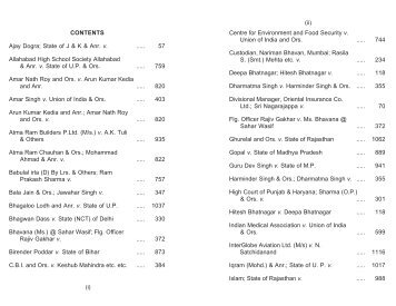 Contents, index, reference and title - Supreme Court of India