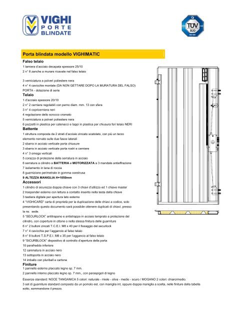 Porta blindata modello VIGHIMATIC - VIGHI Porte Blindate