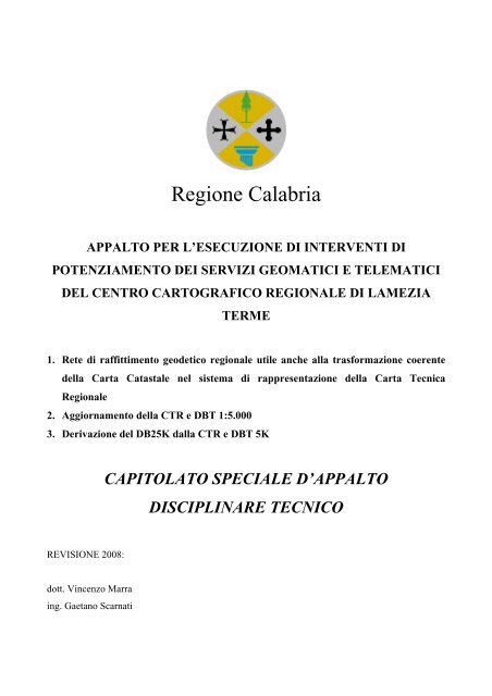 Disciplinare Tecnico - Regione Calabria - Dipartimento Urbanistica ...