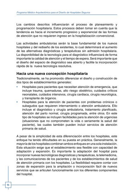 Programa Médico Arquitectónico para el Diseño de Hospitales Seguros