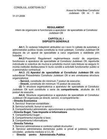 Anexa la HCJ 1 din 31.01.2008 - Consiliul Judetean Olt