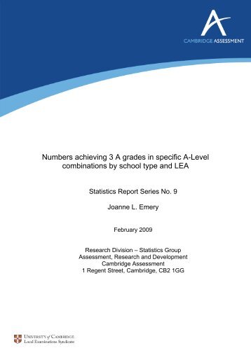 Numbers achieving 3 A grades in specific A-Level combinations by ...