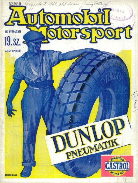 Automobil motorsport 1928 3. évfolyam 19. szám - EPA
