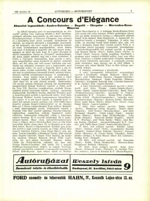 Automobil motorsport 1928 3. évfolyam 19. szám - EPA