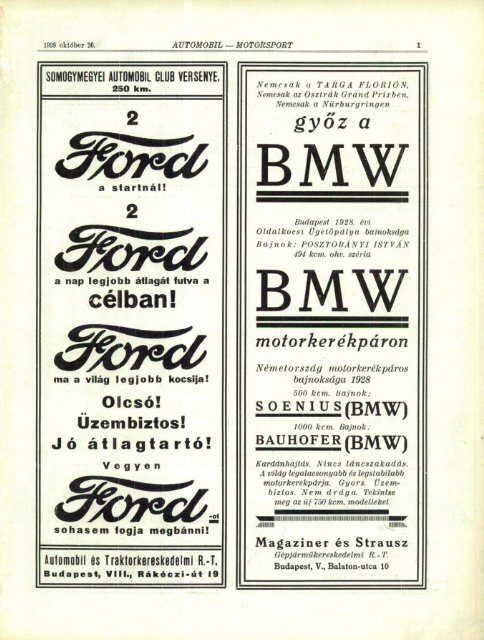 Automobil motorsport 1928 3. évfolyam 19. szám - EPA