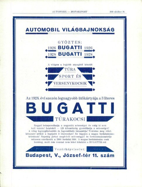 Automobil motorsport 1928 3. évfolyam 19. szám - EPA