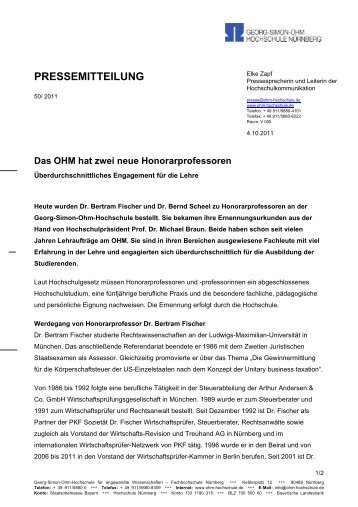 PRESSEMITTEILUNG - Georg-Simon-Ohm-Hochschule Nürnberg