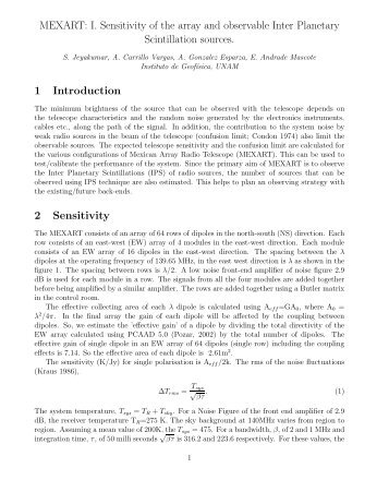 MEXART: I. Sensitivity of the array and observable Inter Planetary ...