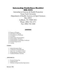 Internship Guidelines Booklet - Texas Tech University