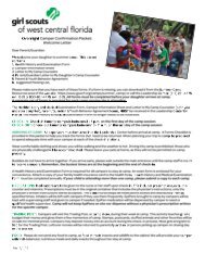 Overnight Camp Welcome Letter - Girl Scouts of West Central Florida