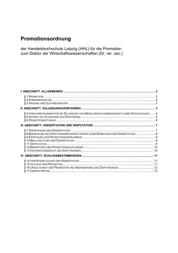 Promotionsordnung - HHL Leipzig Graduate School of Management