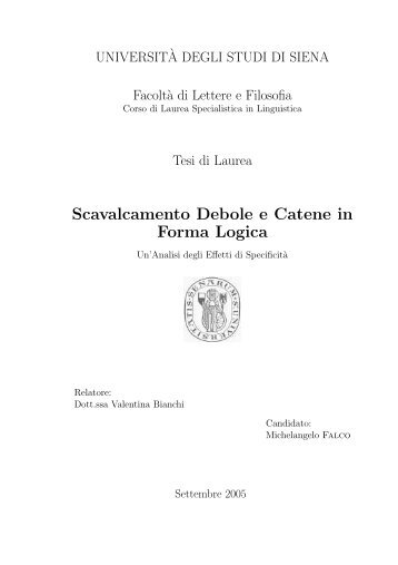 Scavalcamento Debole e Catene in Forma Logica - Pagine ...