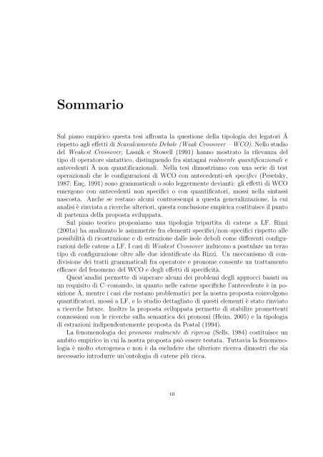 Scavalcamento Debole e Catene in Forma Logica - Pagine ...